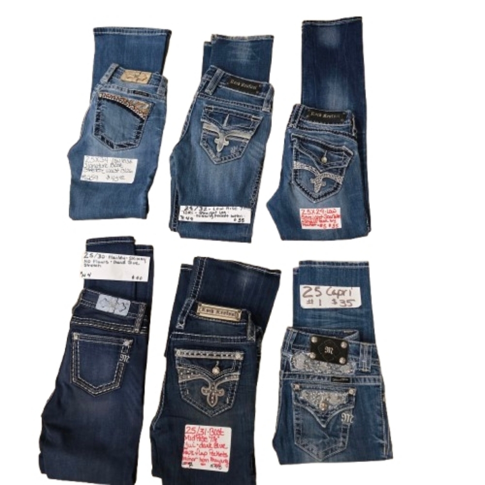 Rock Revival Miss Me Women's 25 Bootcut Skinny Straight Capri Denim Blue Jeans